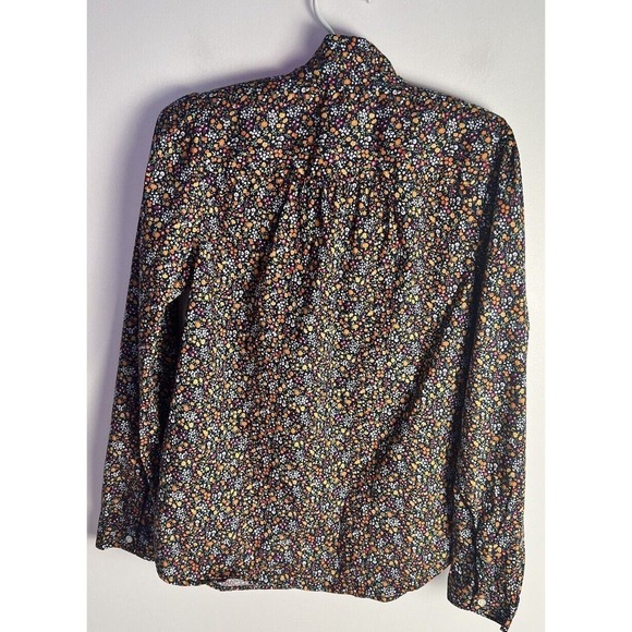 J CREW Womens Floral Cotton Stretch Tie Neck Blouse Size Small - Picture 2 of 8